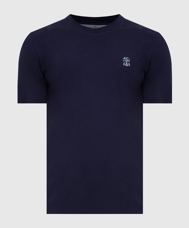 Brunello Cucinelli Темно-синяя футболка с эмблемой M0T618440