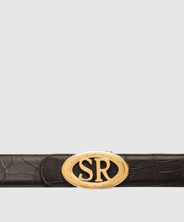 Stefano Ricci Темно-коричневый ремень ручной работы из крокодиловой кожи N381CSC169O изображение 4