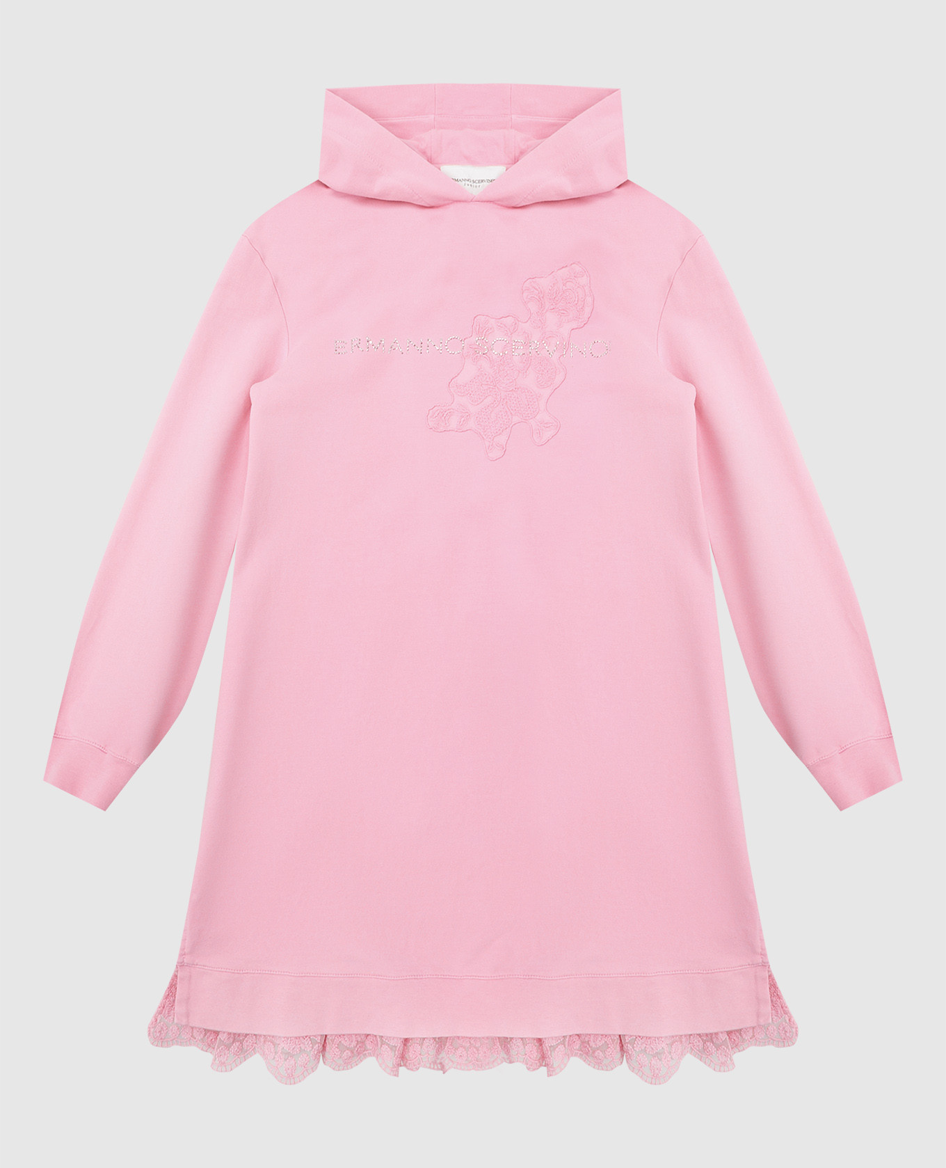 Ermanno Scervino Детское розовое платье с вышивкой и кружевом ESFAB040FE147XXSS
