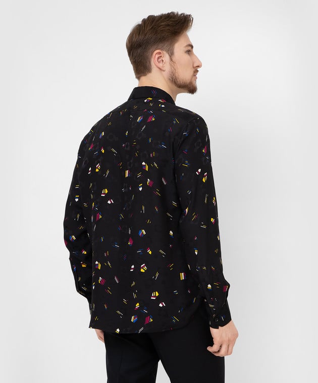 Saint Laurent Шелковая рубашка в контрастный принт 646850Y2D02 изображение 4