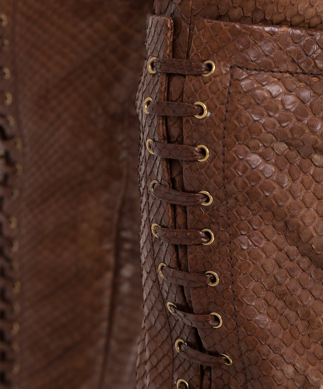 Gucci Коричневі брюки зі шкіри пітона 264366 зображення 5