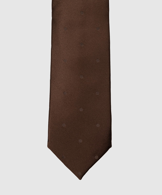 Stefano Ricci Дитячий шовковий коричневий краватку в візерунок YCCX74168 зображення 3