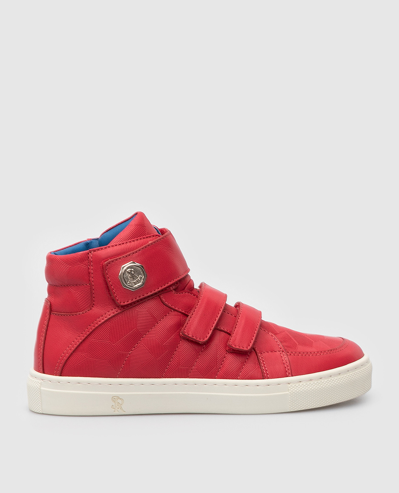 Kids red leather hi-tops