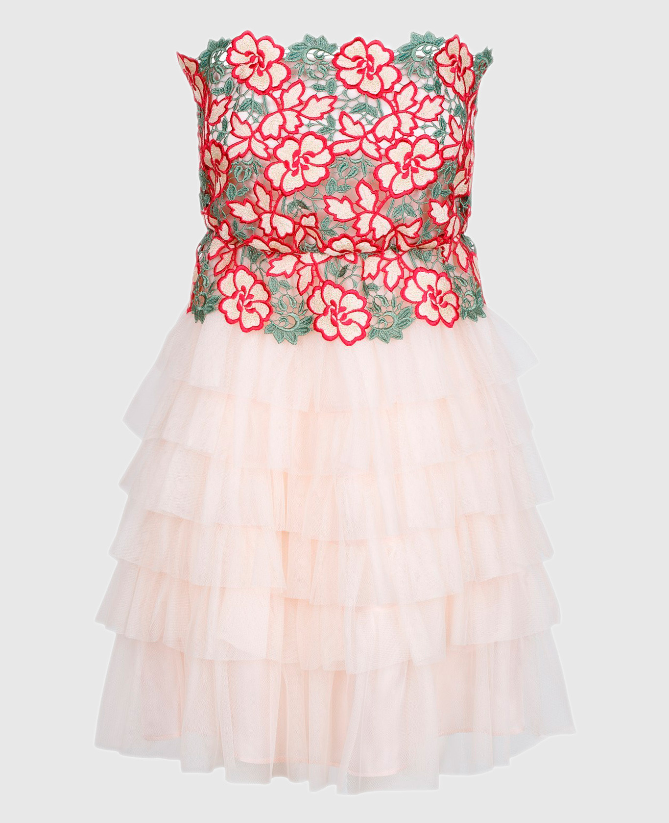 Розовое платье с кружевом