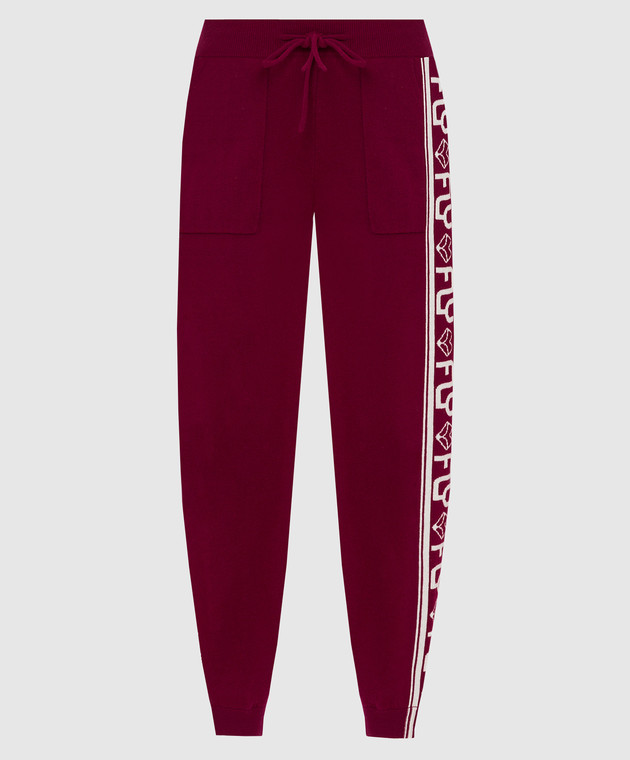Be Florence Patterned fuchsia cashmere joggers F2112