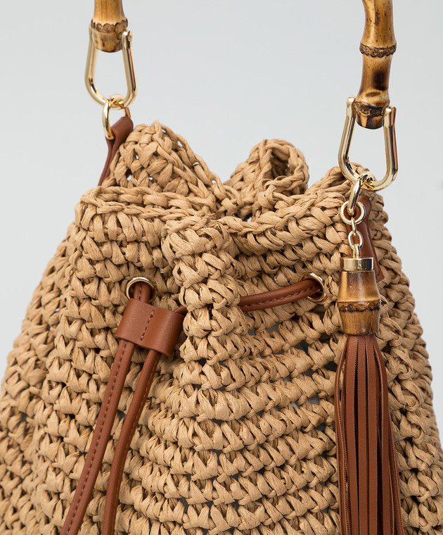 Twinset Плетеная сумка-кисет с бамбуковой ручкой 211TD8241 изображение 5