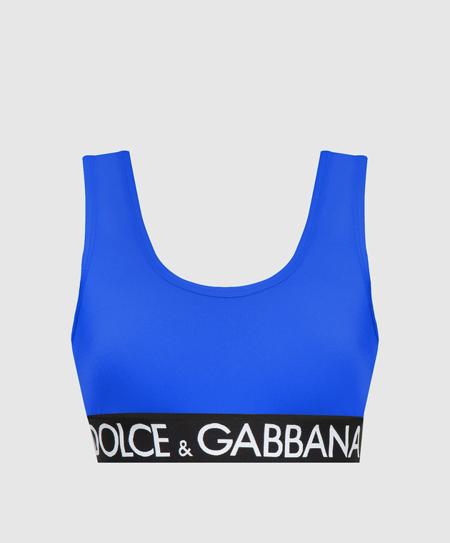 Dolce&Gabbana Синій топ з візерунком логотипу F75H7TFUGLG