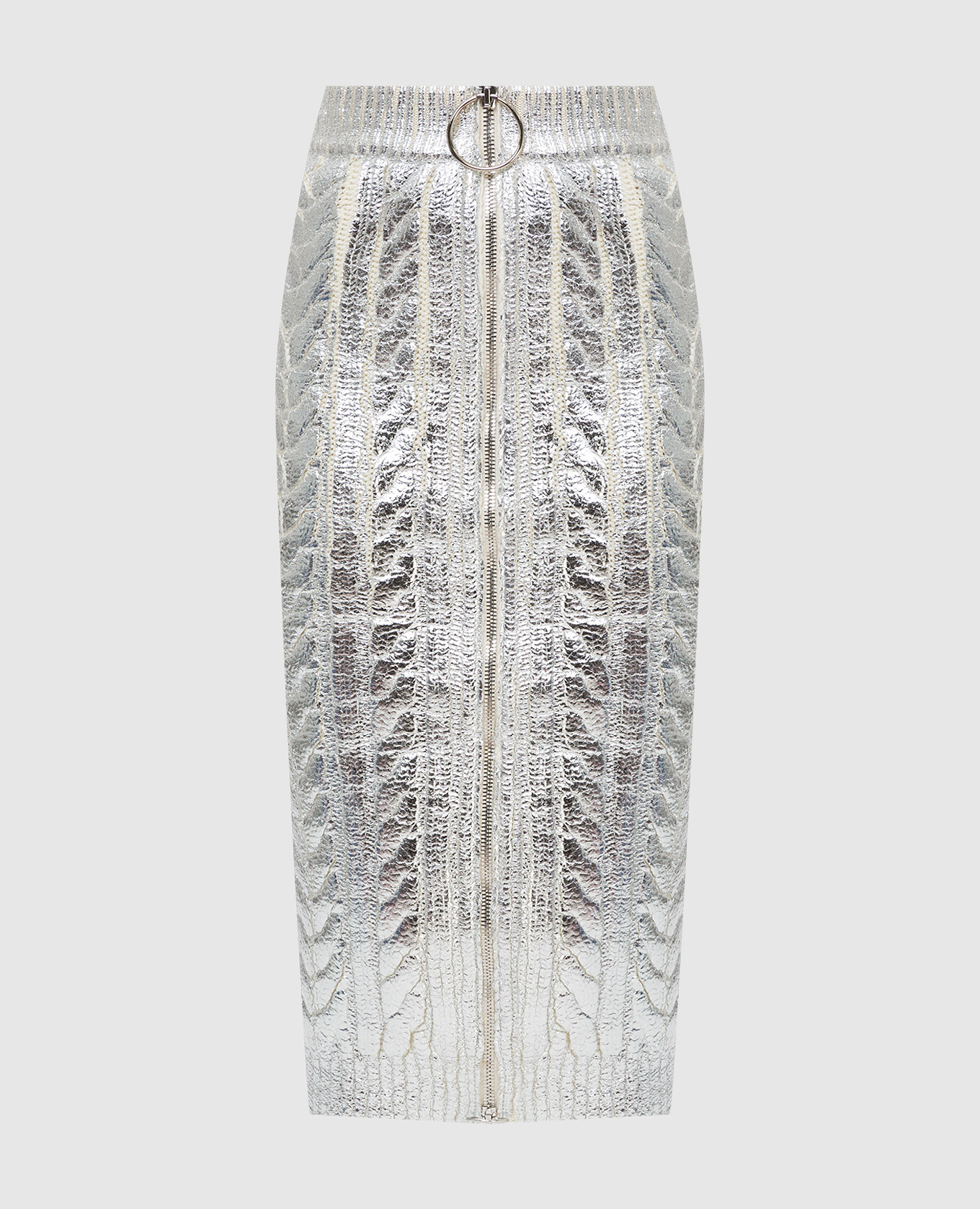 

Юбка в узор эффектом металлик, Серебристый, Юбки прямые