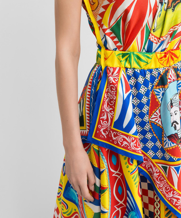 Dolce&Gabbana Шовкова сукня на одне плече в принт Siciliano Сaretto F6J6PTGDS12 зображення 5
