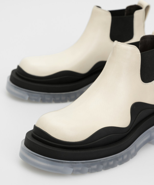 Bottega Veneta Светло-бежевые кожаные ботинки 630300VBS50 изображение 5