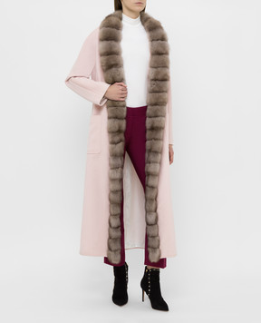 Real Furs House Светло-розовое пальто из кашемира с мехом соболя GT01lPINK