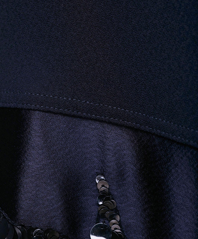 PAROSH Темно-синє плаття з вишивкою паєтками D730224R зображення 5