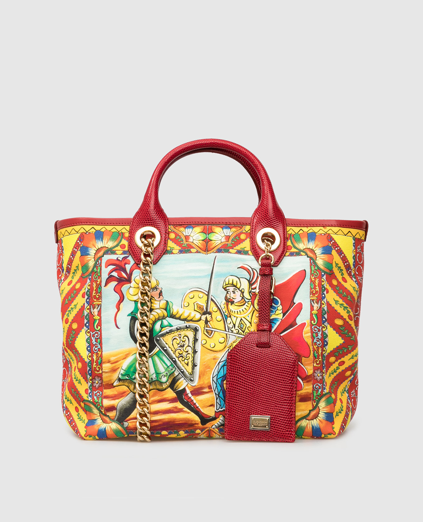 

Красная сумка-тоут в принт Siciliano Сaretto Dolce&Gabbana, Красный, Сумки