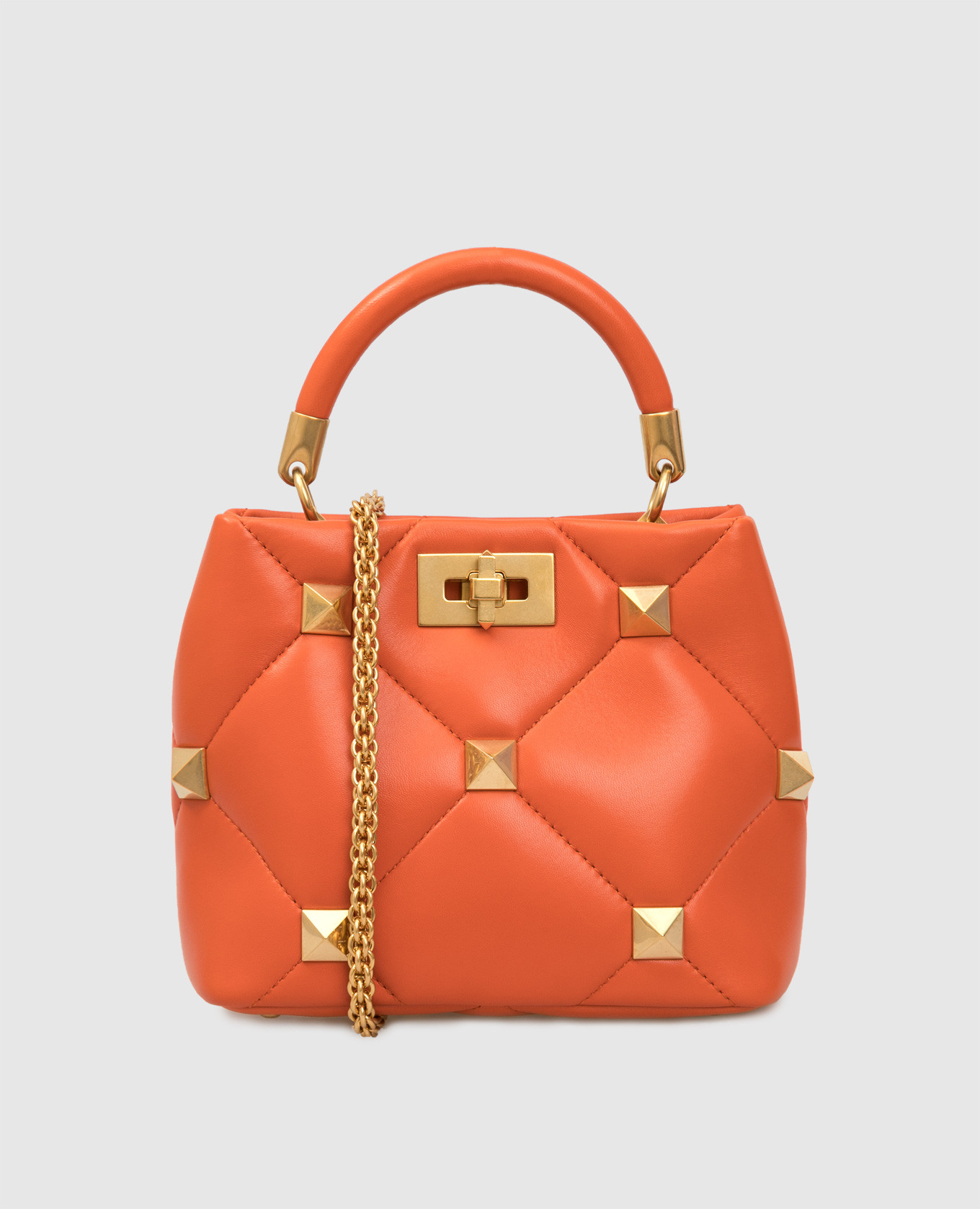

Оранжевая кожаная сумка Roman Stud Valentino, Оранжевый, Сумки
