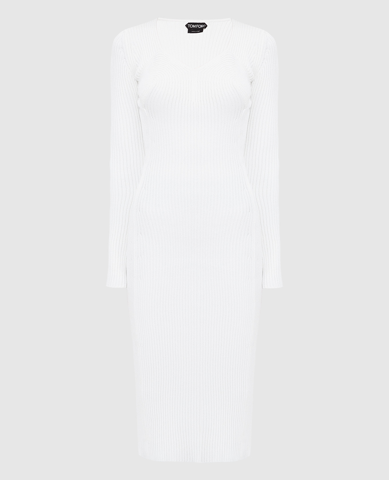 Белое платье миди с вырезом