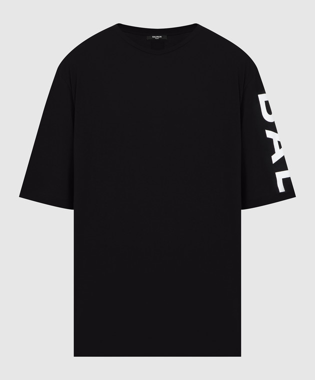 Balmain Черная футболка oversize с логотипом XH1EH015BB15