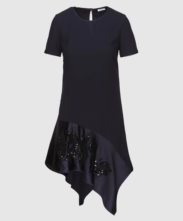 PAROSH Темно-синее платье с вышивкой пайетками D730224R