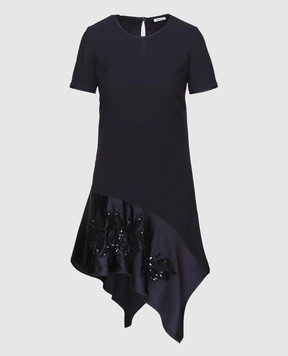 PAROSH Темно-синее платье с вышивкой пайетками D730224R