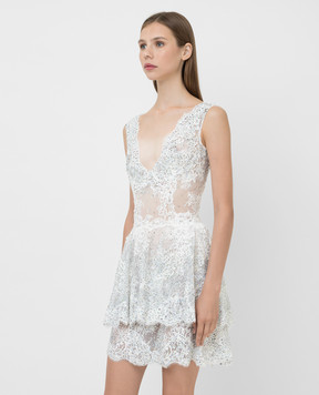 Ermanno Scervino Белое коктейльное платье с кристаллами D392Q350OJI