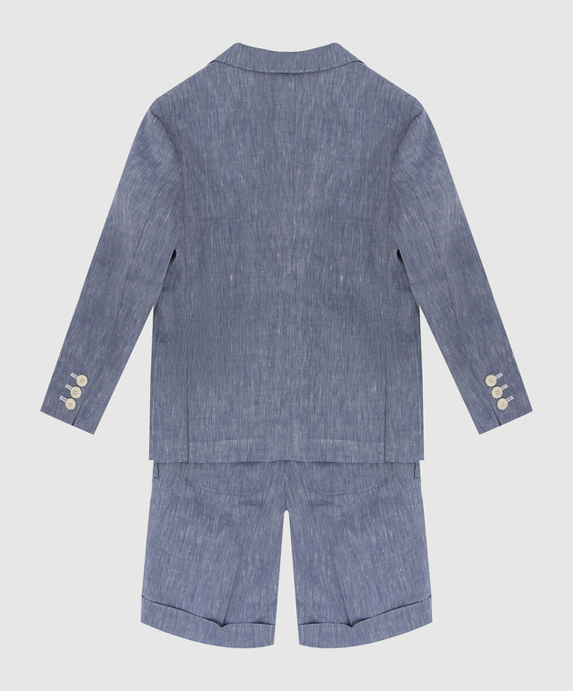 Stefano Ricci Детский светло-синий костюм из шерсти и льна в узор Y1SSGD290CWL002D изображение 2