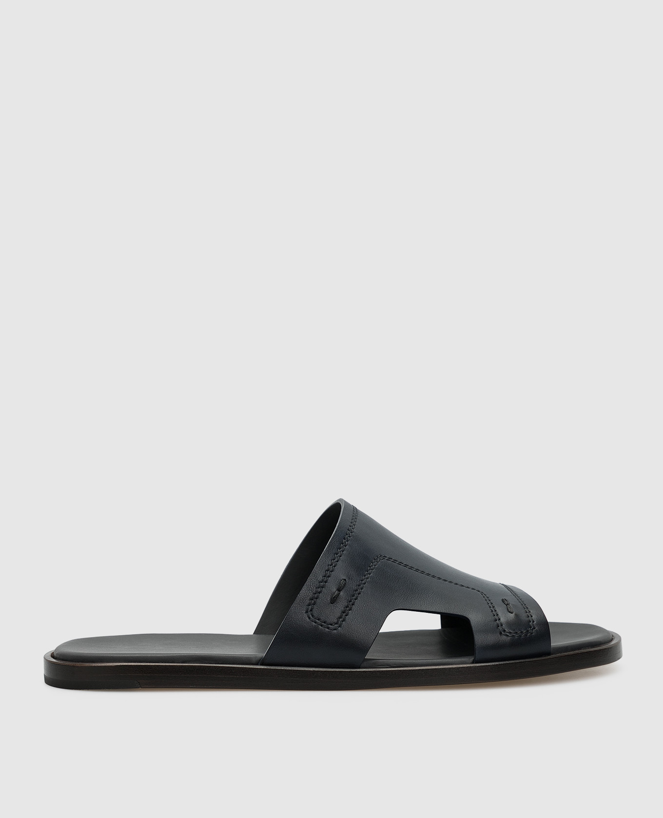 

Темно-синие кожаные шлепанцы Santoni, Тёмно-синий, Шлепанцы