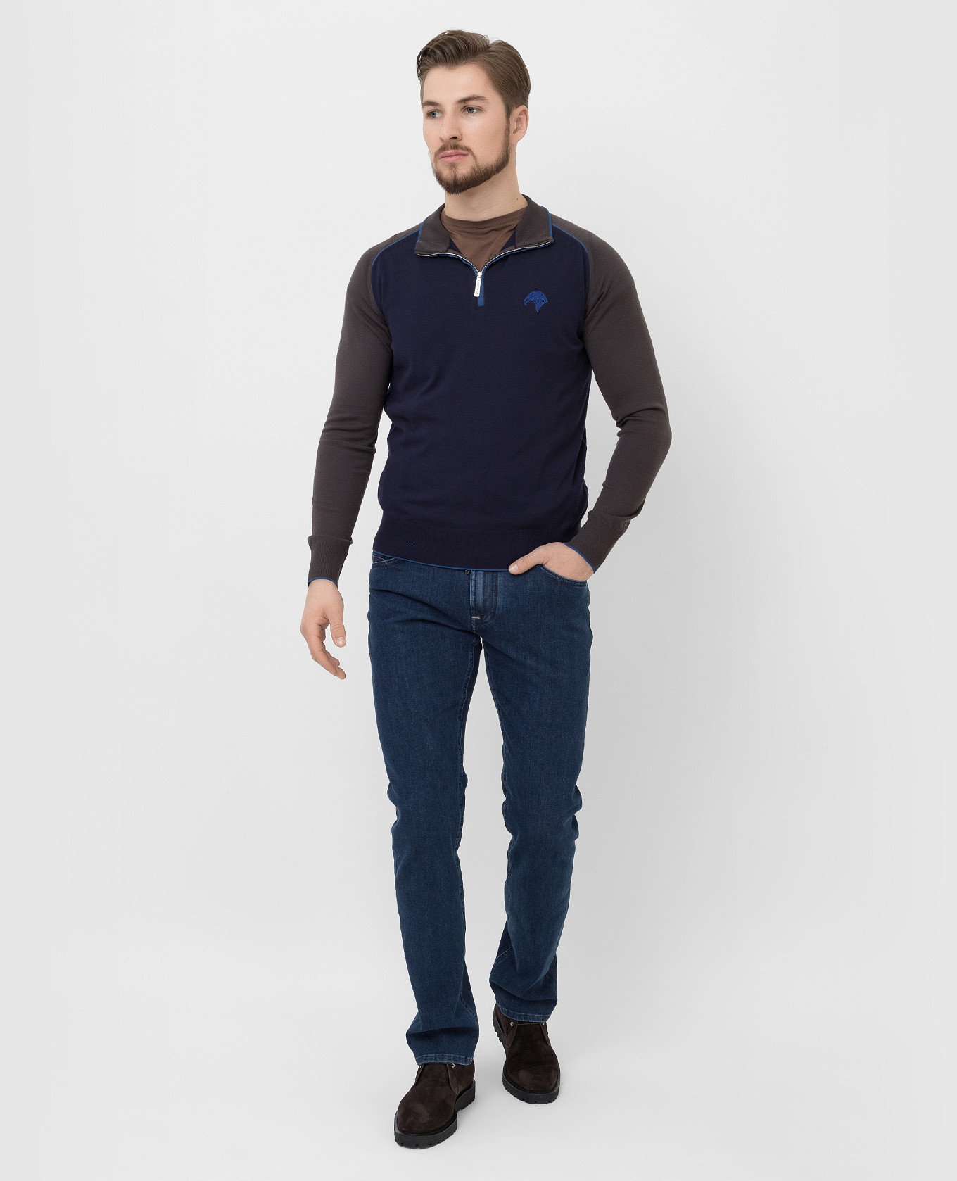 Stefano Ricci Темно-синий джемпер из шерсти с вышивкой K303019L01F21446 изображение 2