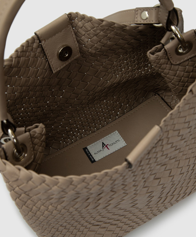 Alma Tonutti - Beige Intrecciato Weave Leather Hobo Bag 5200 buy at Symbol