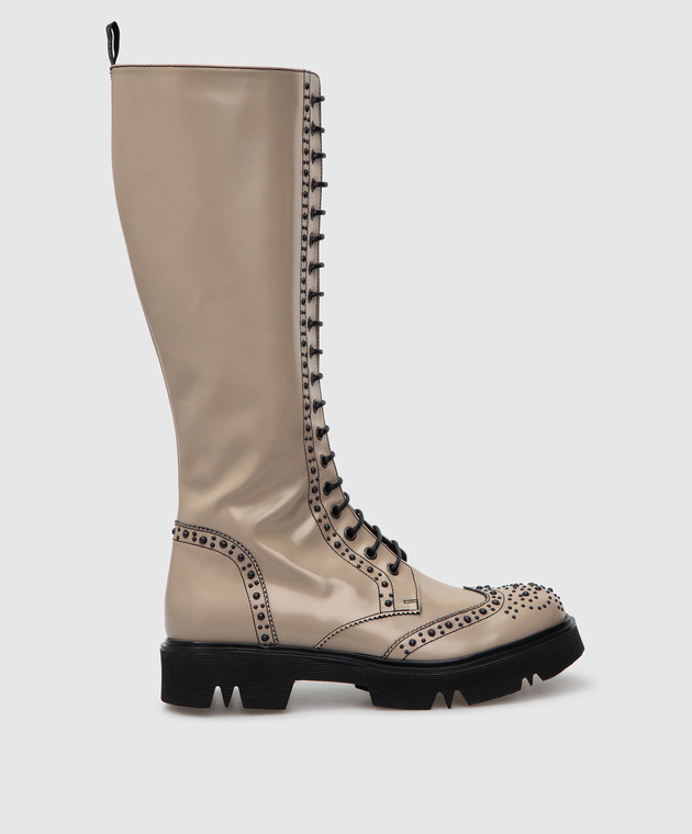 MYM Icarus beige leather boots with studs ICARUS