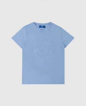 Stefano Ricci Детская голубая футболка с вышивкой YNH9200050803