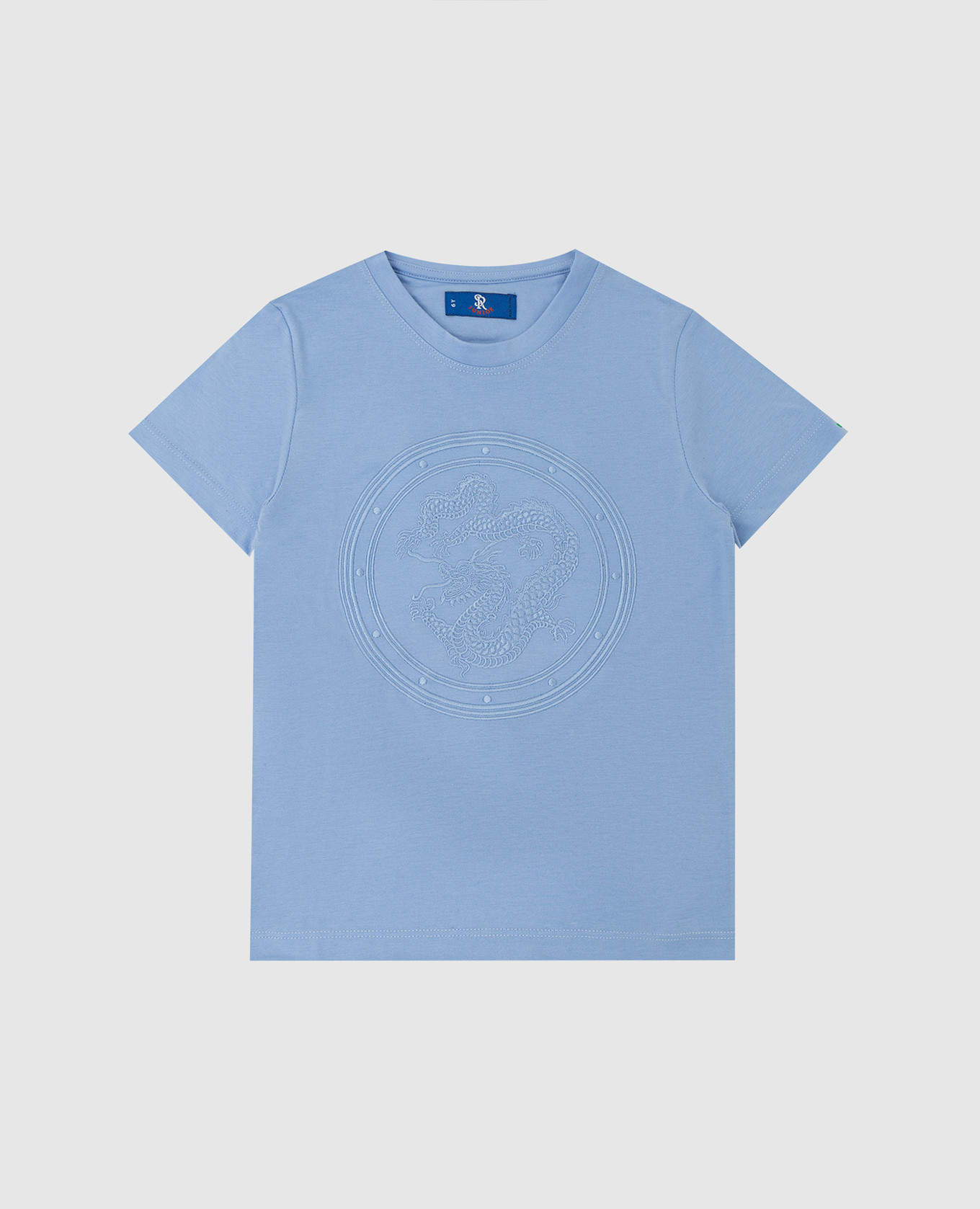 Stefano Ricci Детская голубая футболка с вышивкой YNH9200050803