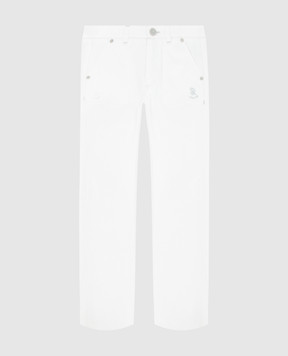 Stefano Ricci Детские белые брюки с вышивкой YUT7200040VAL003
