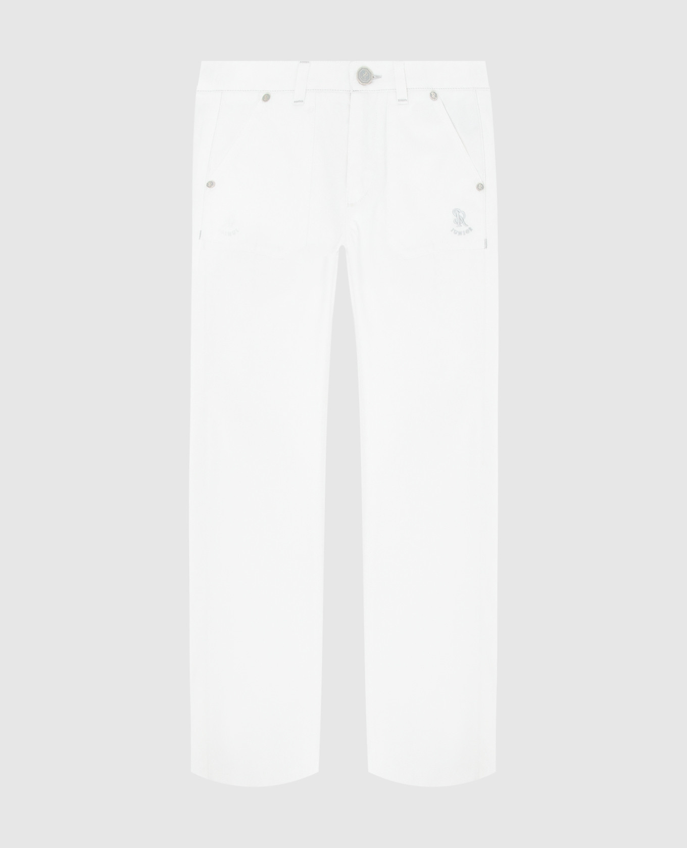 Children's white trousers with embroidery