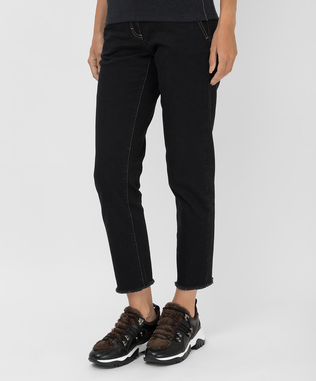 Peserico Черные джинсы с бахромой P04537L707068 изображение 3