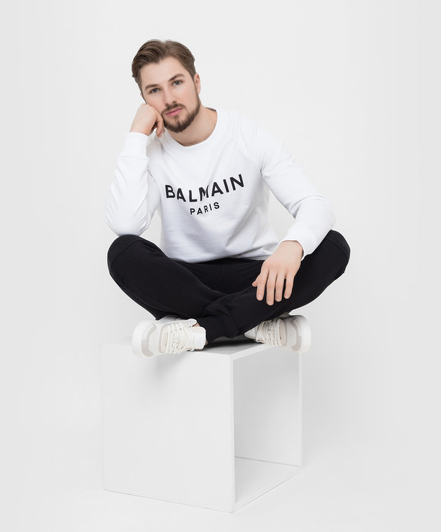 Balmain - Білий світшот із логотипом XH1JQ005BB23 купити в Symbol