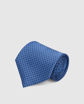 Stefano Ricci Синий шелковый галстук в узор CH41027