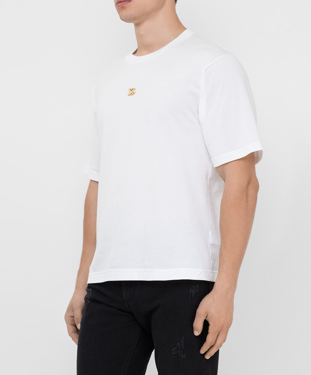 Dolce&Gabbana Біла футболка з металевим логотипом G8NC5ZG7A0W зображення 3
