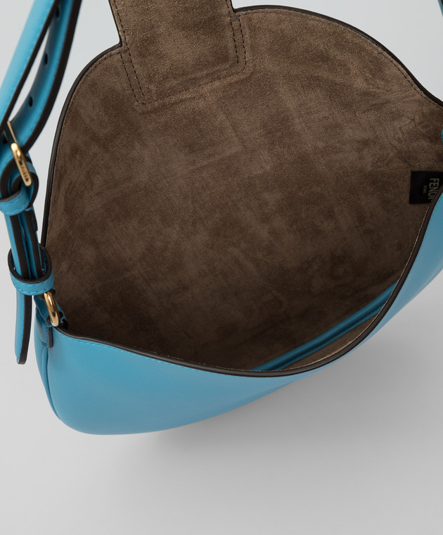Fendi Світло-синя шкіряна сумка-хобо Croissant 8BR790AF2P зображення 4