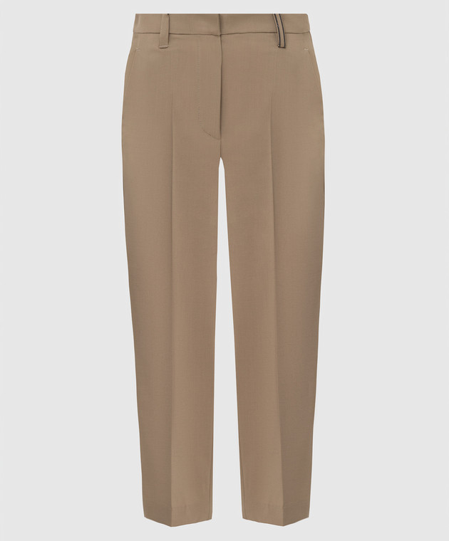 Brunello Cucinelli Бежевые брюки из шерсти MA105P6673
