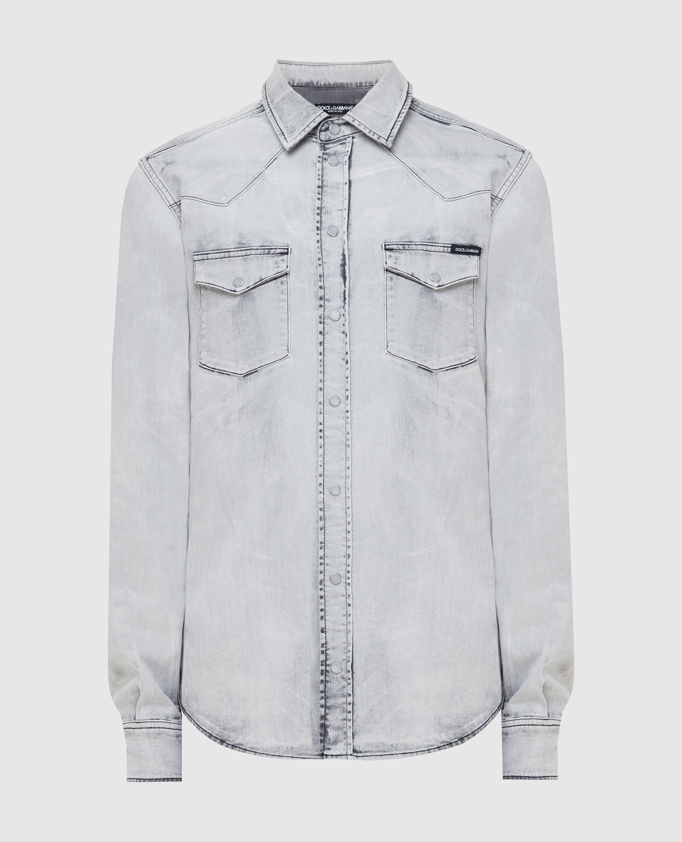 

Джинсовая рубашка на кнопках, Светло-серый, Рубашки
