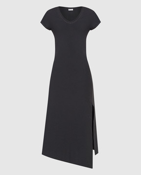 Brunello Cucinelli Темно-серое платье с асимметричным подолом MH968ABV82