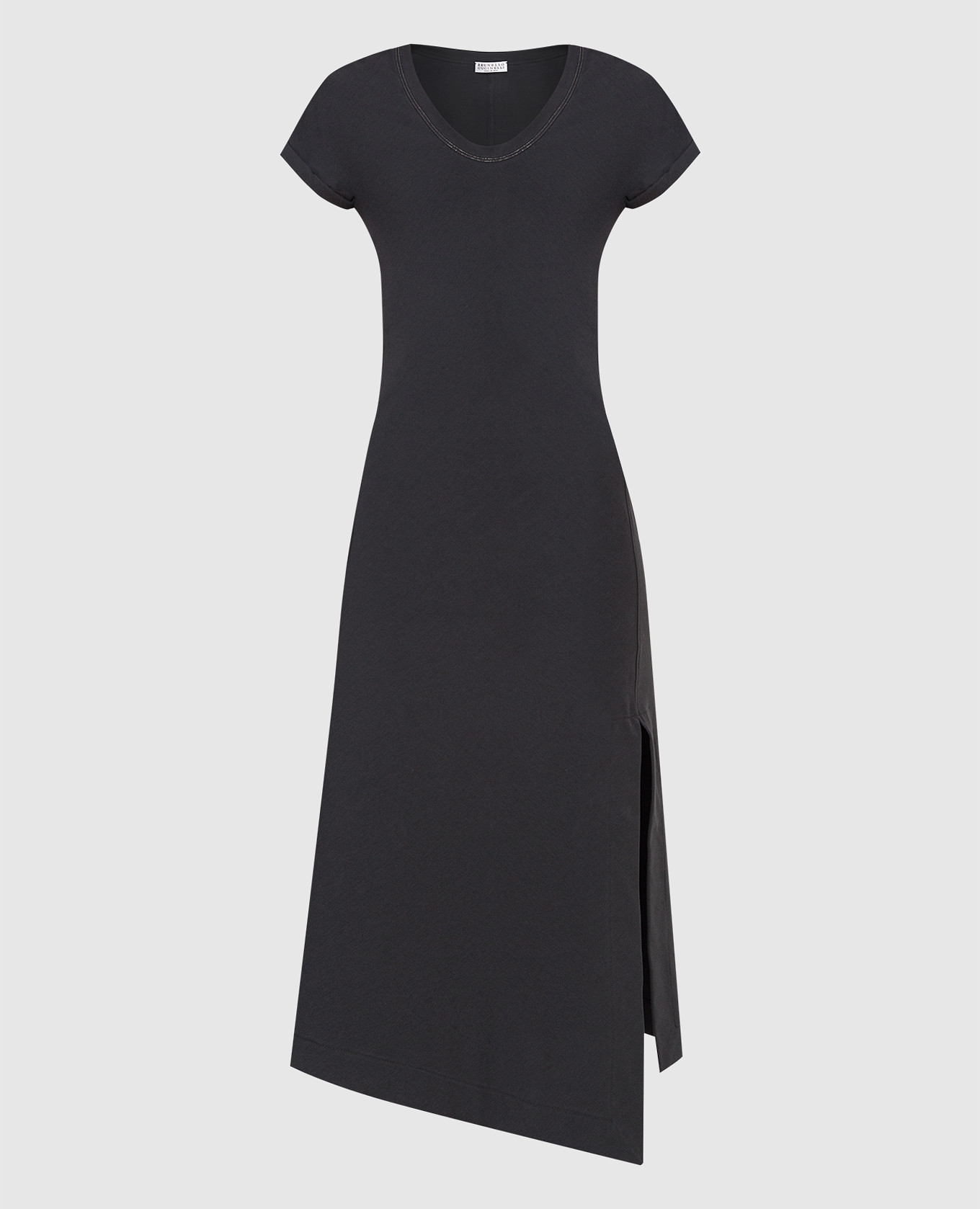 Темно-серое платье с асимметричным подолом