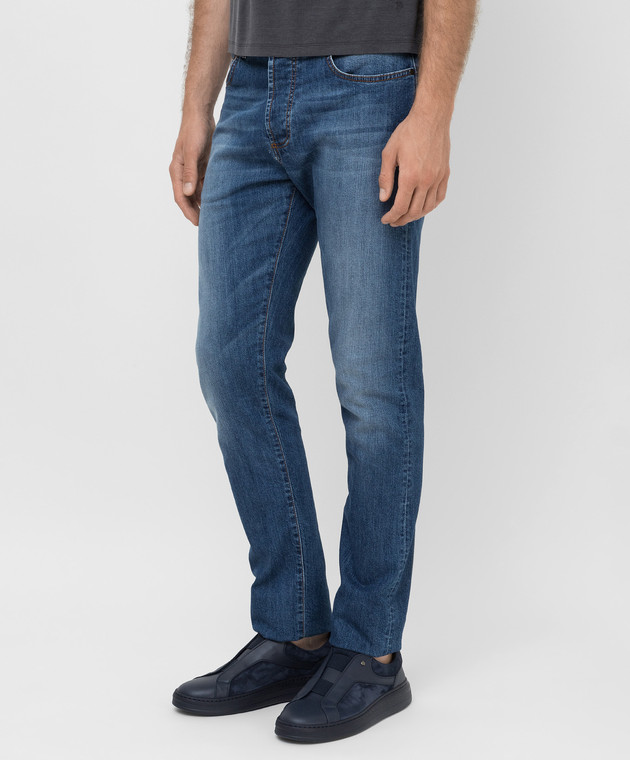 ISAIA Синие джинсы с эффектом потертости DCR002DJ061 изображение 3