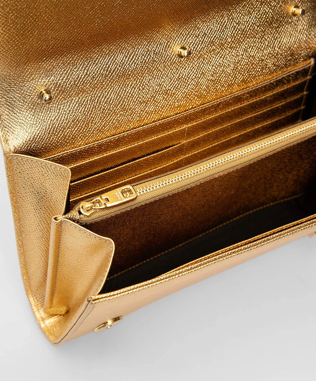 Dolce&Gabbana Золотистый кожаный клатч с кристаллами BI1173AZ053 изображение 4
