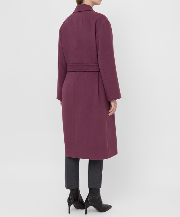 Brunello Cucinelli Светло-бордовое пальто из шерсти и кашемира ME4179333P изображение 4