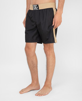 Dolce&Gabbana Чорные шорты для плавания с контрастными вставками M4B47TFUSFW