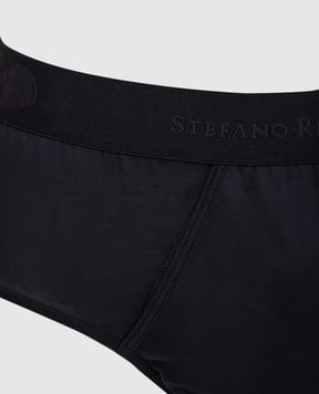 Stefano Ricci Черные трусы-слипы с узором логотипа SLM2COTTON
