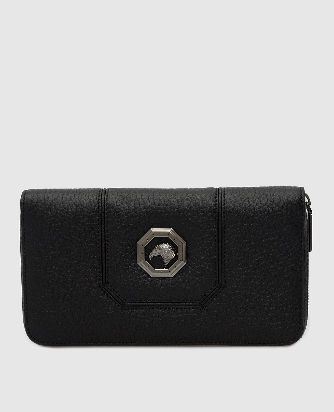 

Черное кожаное портмоне ручной работы с эмблемой логотипа, Черный, Портмоне