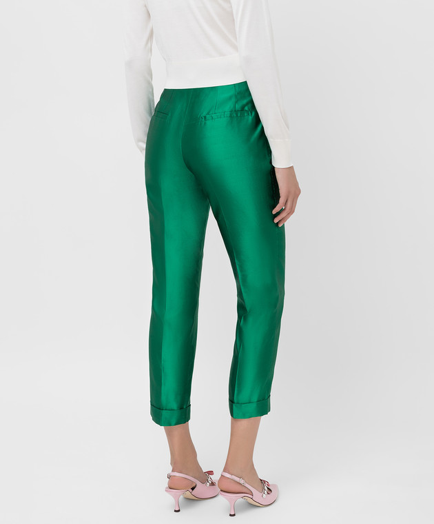 Dolce&Gabbana Зеленые брюки из шелка FTBDATFU1L5 изображение 4