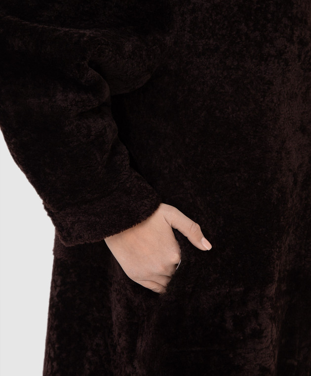 Simonetta Ravizza Темно-коричневая дубленка Violet с разрезами VIOLET изображение 5