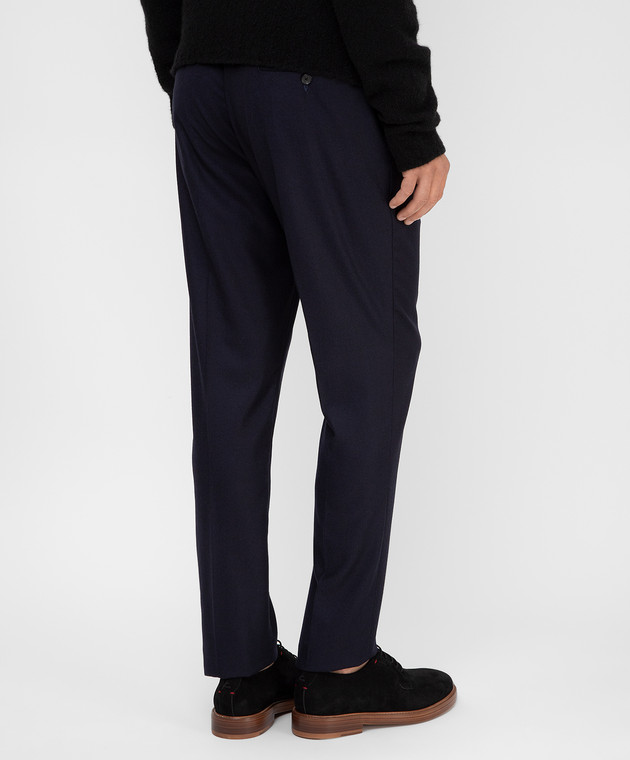 ISAIA Темно-синие брюки из шерсти с защипами PNAG0290360 изображение 4